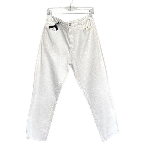 Anthropologie Paige Cindy High Rise Straight Leg Jeans White Noise Wash Size 33 - Picture 2 of 15